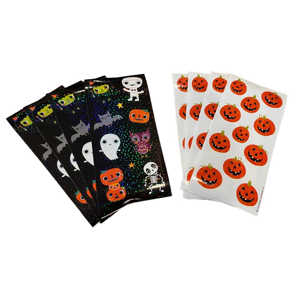 Hallmark Halloween Pumpkin Ghost Vampire Skull Stickers 8 pages new! Glitter!